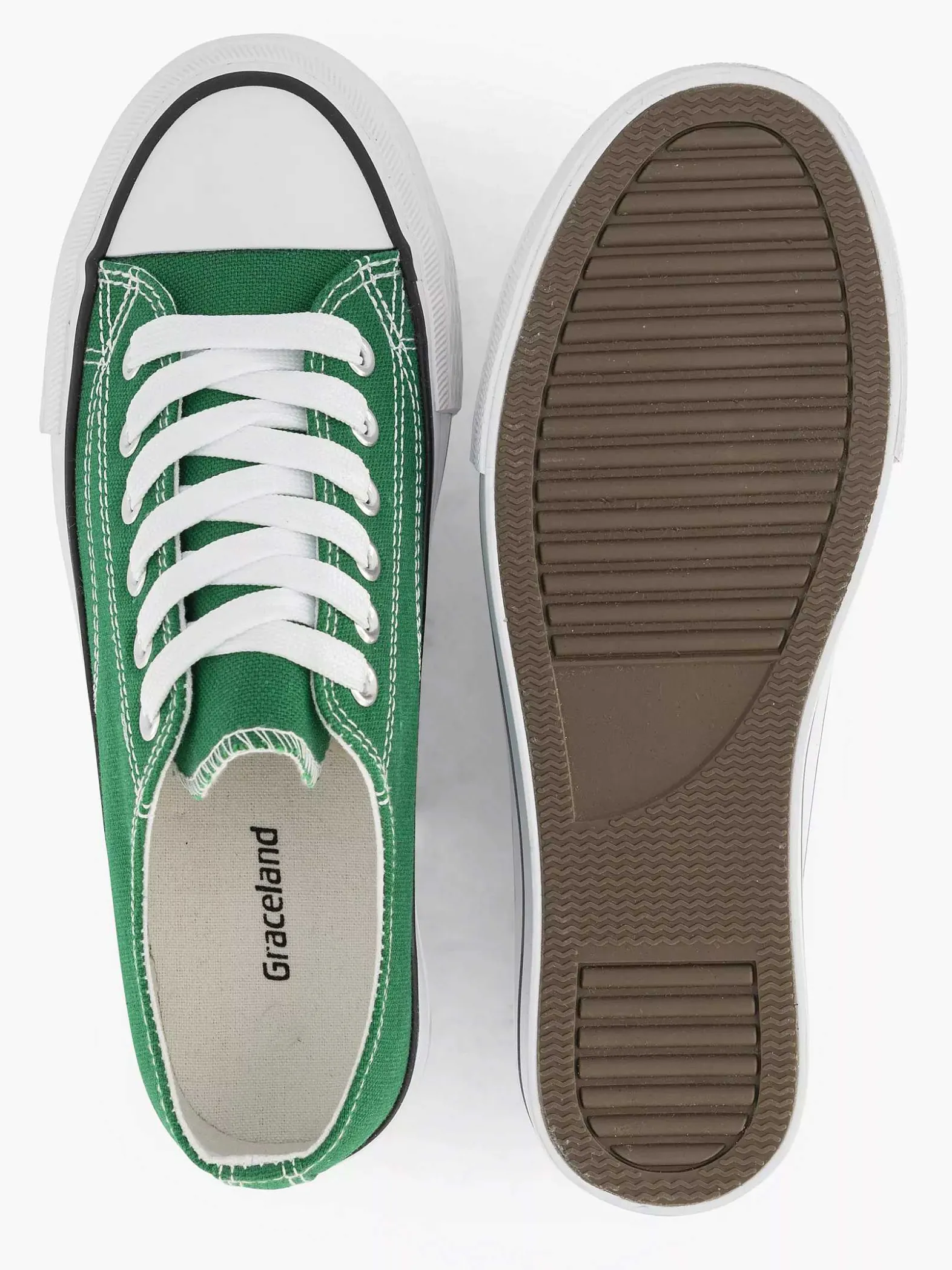 Graceland Groene Canvas Sneaker-Dames Sneakers