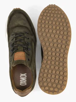 Oxmox Groene Leren Chunky Sneaker-Heren Sneakers