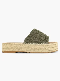 Graceland Khaki Platform Slipper-Dames Slippers
