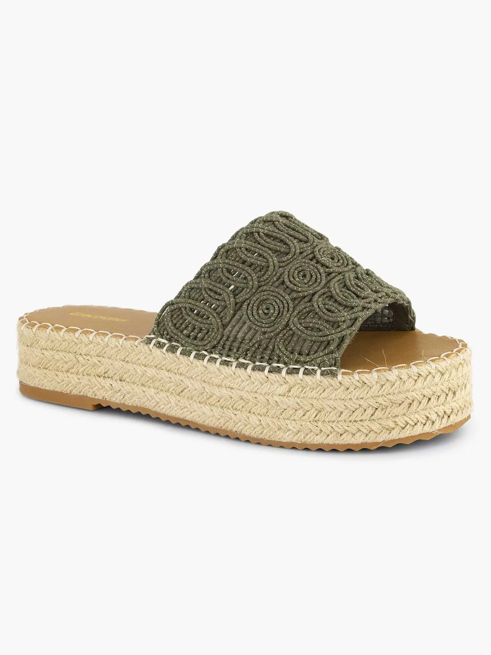 Graceland Khaki Platform Slipper-Dames Slippers