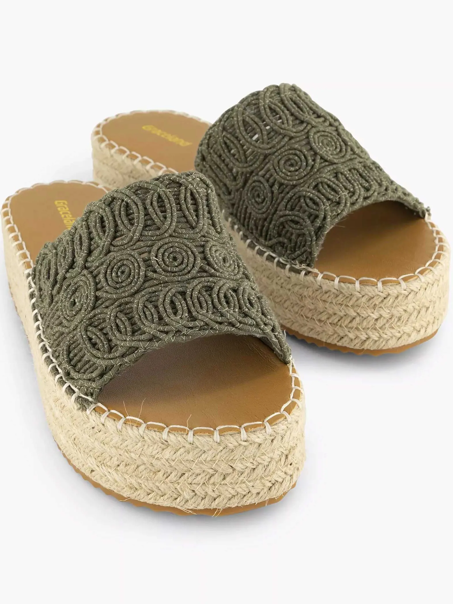Graceland Khaki Platform Slipper-Dames Slippers