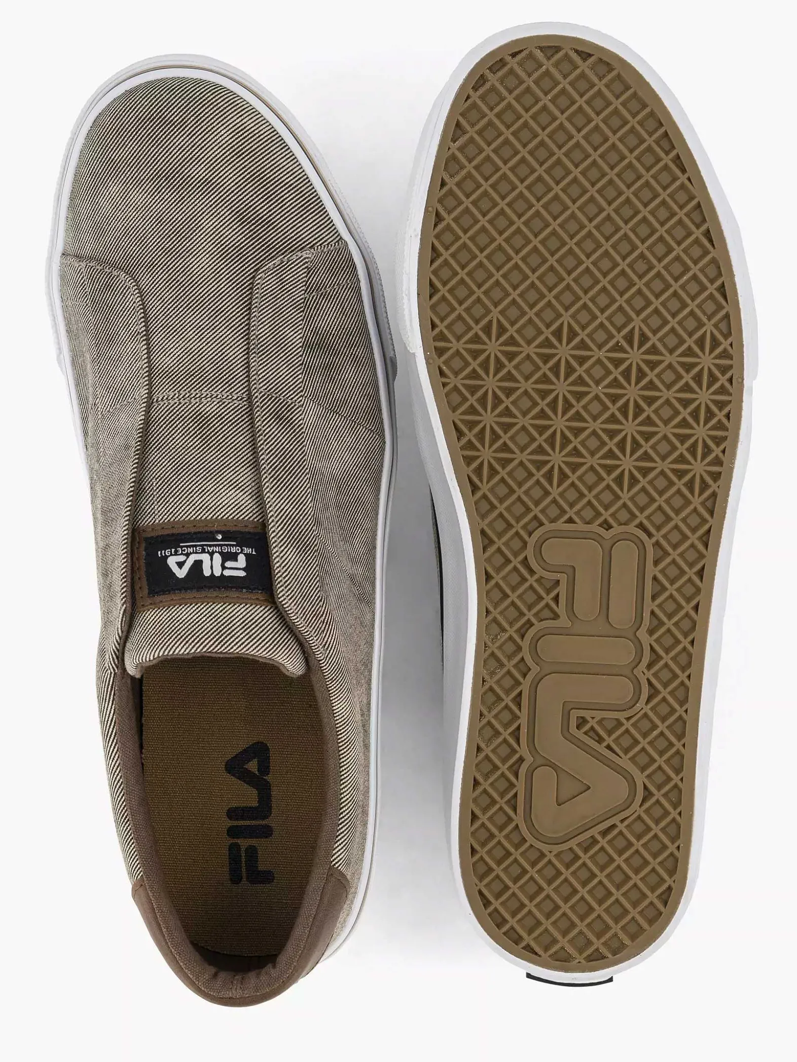 FILA Licht Beige Canvas Instapper-Heren Instappers