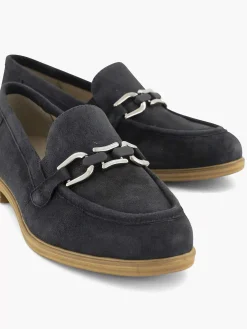 Medicus Marineblauwe Leren Instapper-Dames Comfort Schoenen
