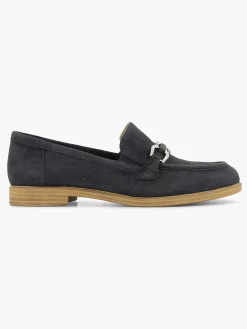 Medicus Marineblauwe Leren Instapper-Dames Comfort Schoenen