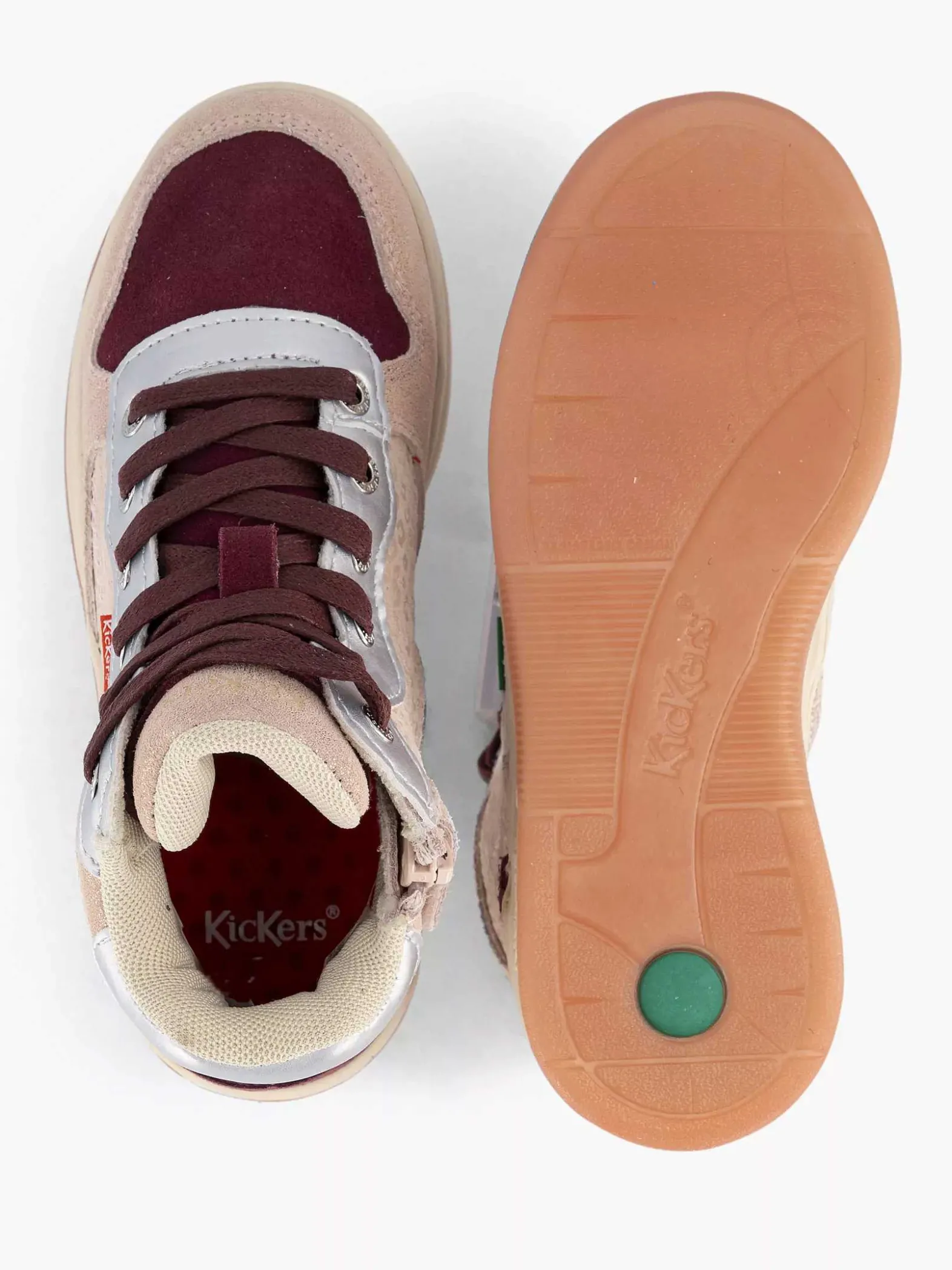 Kickers Roze Leren Sneaker-Kinderen Babyschoenen