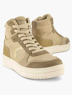 Oxmox Taupe Hoge Sneaker-Dames Sneakers