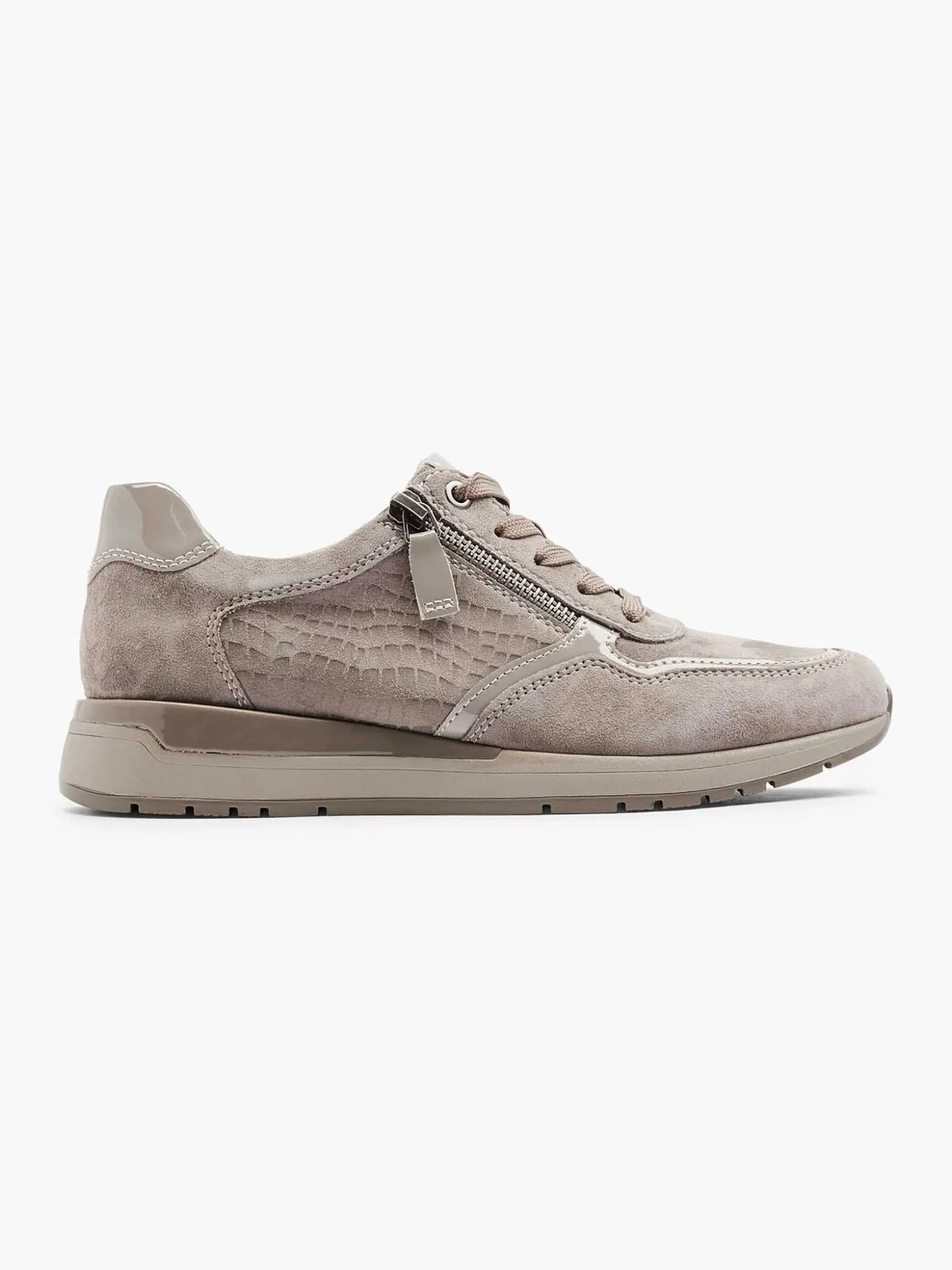 Medicus Taupe Leren Comfort Sneaker-Dames Comfort Schoenen