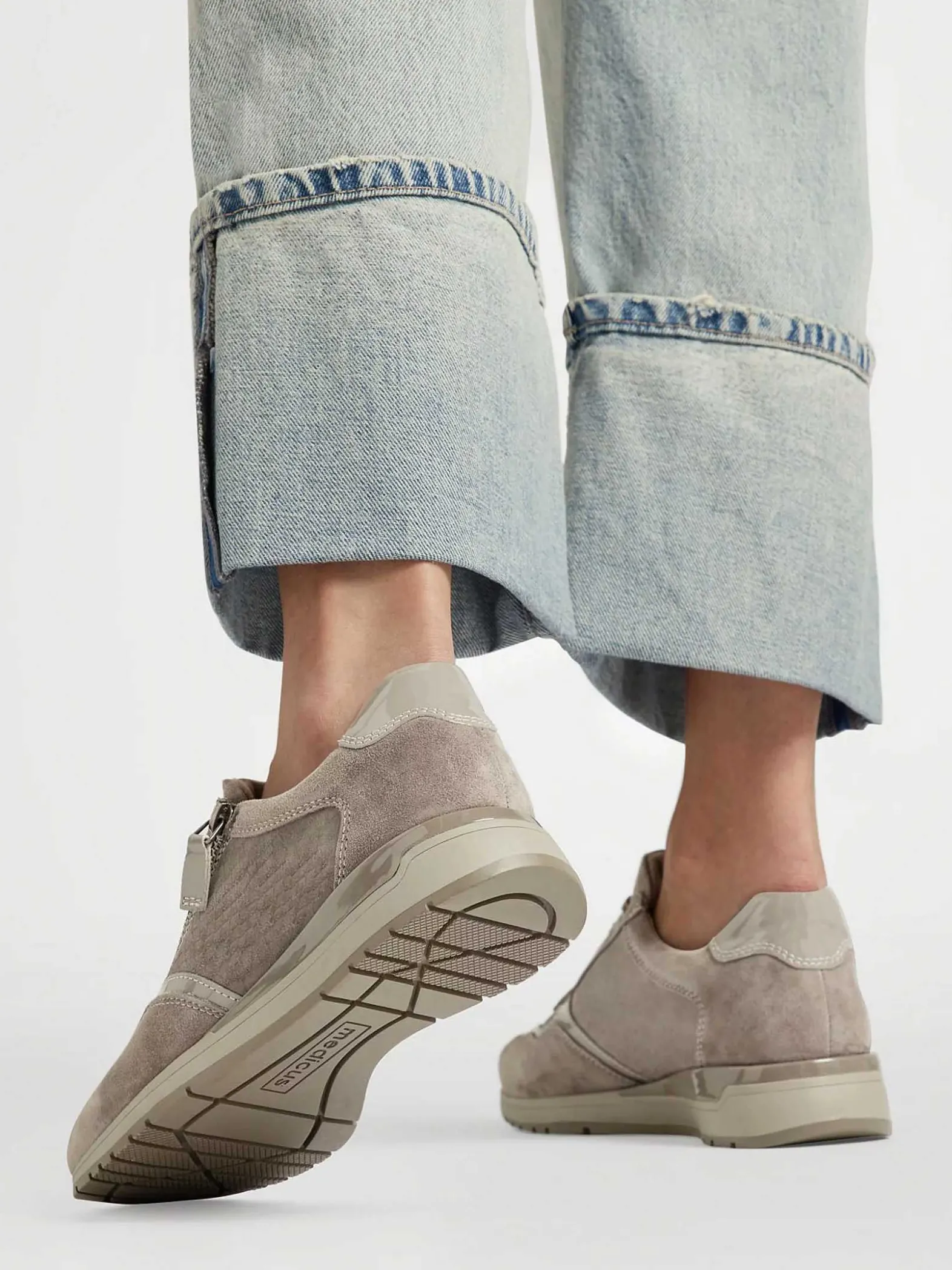 Medicus Taupe Leren Comfort Sneaker-Dames Comfort Schoenen
