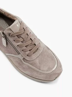 Medicus Taupe Leren Comfort Sneaker-Dames Comfort Schoenen