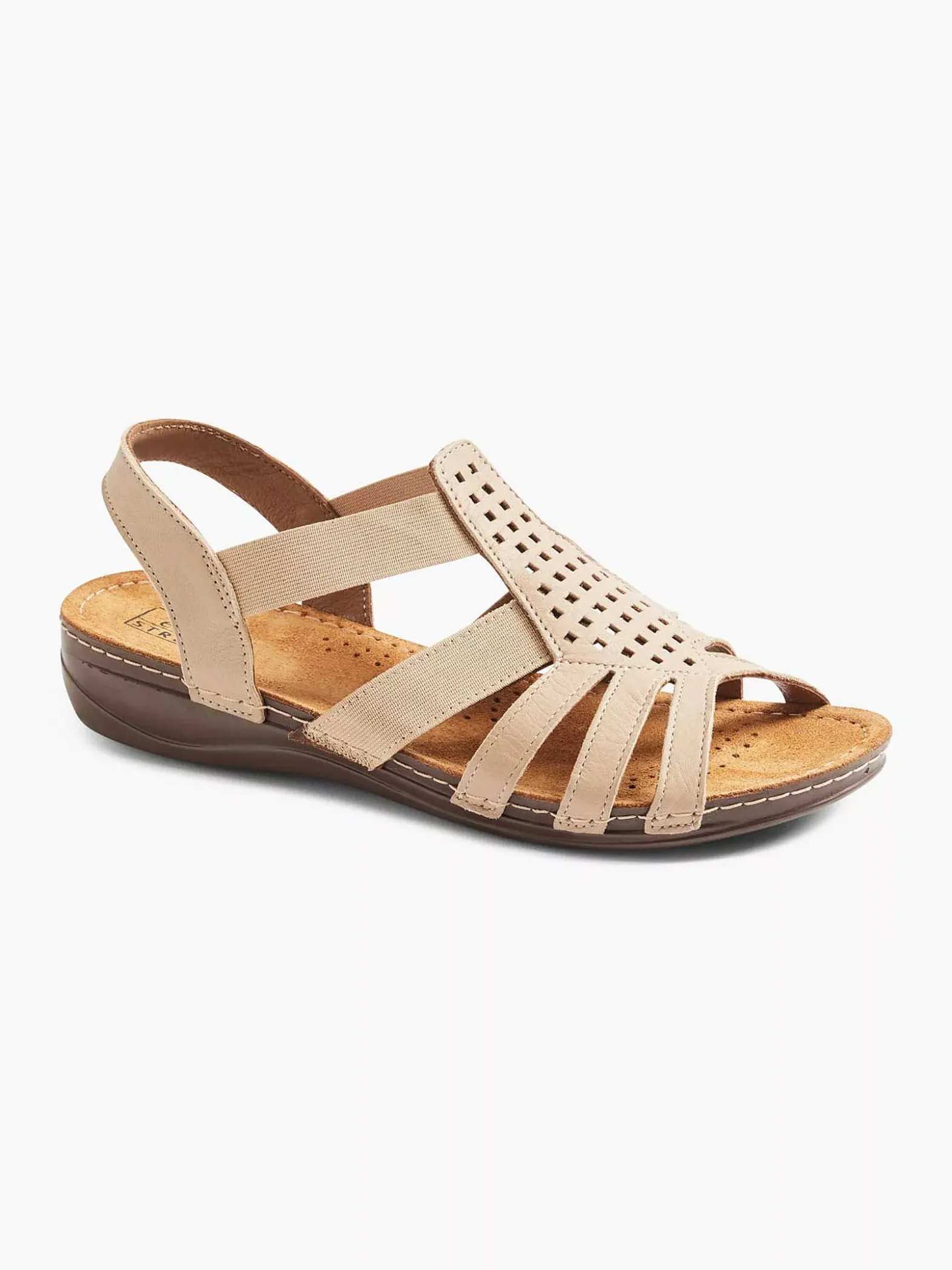 Easy Street Taupe Leren Sandaal-Dames Comfort Schoenen