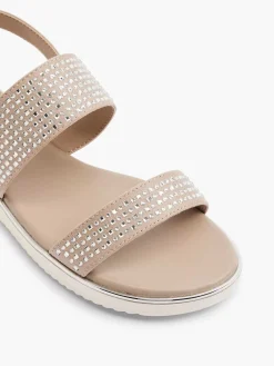 Graceland Taupe Sandaal Sierketting-Dames Sandalen