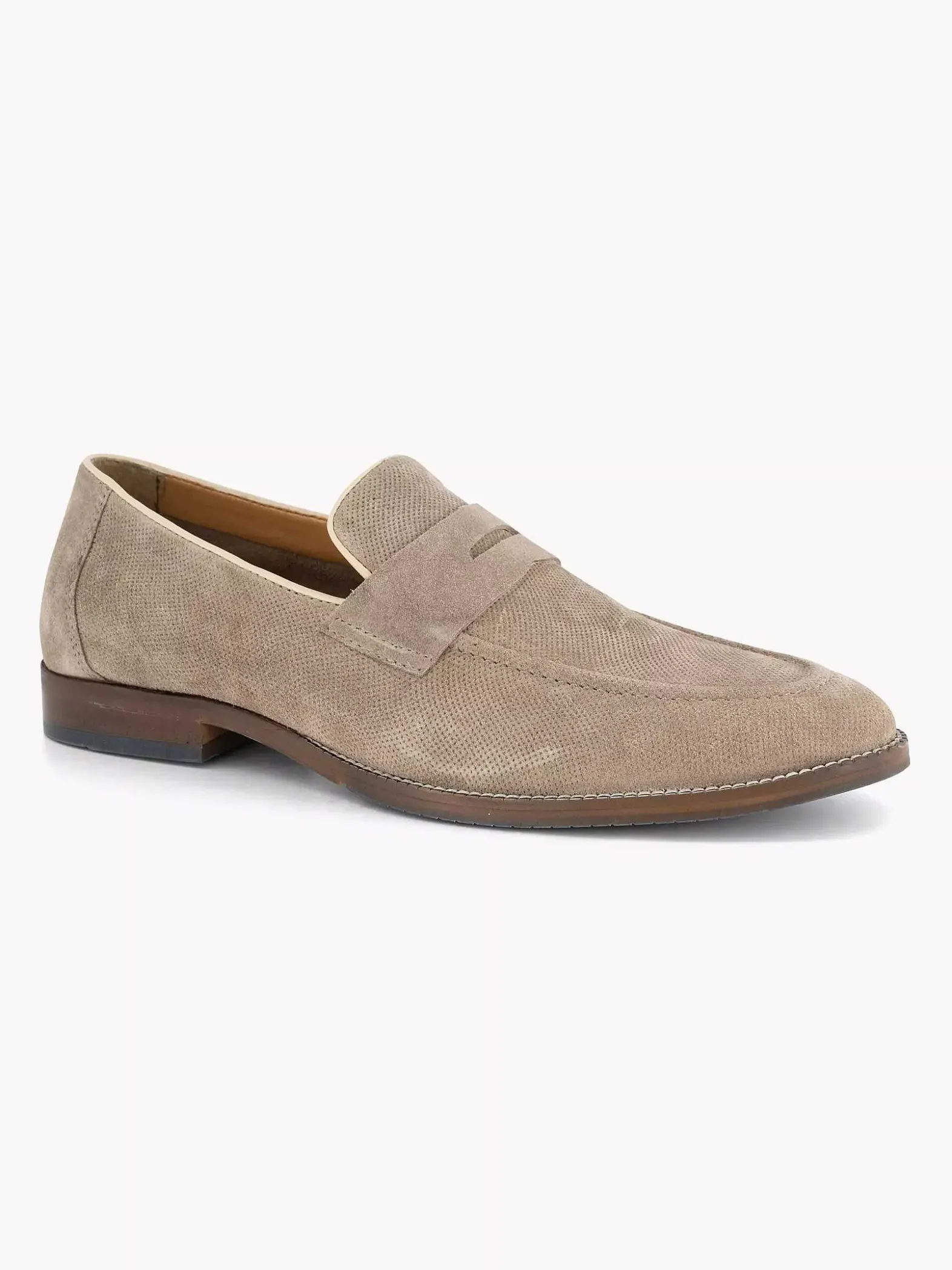 AM SHOE Taupe Suede Instapper-Heren Instappers