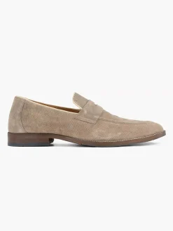 AM SHOE Taupe Suede Instapper-Heren Instappers