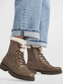 Easy Street Taupe Veterboot-Dames Enkellaarzen & Boots