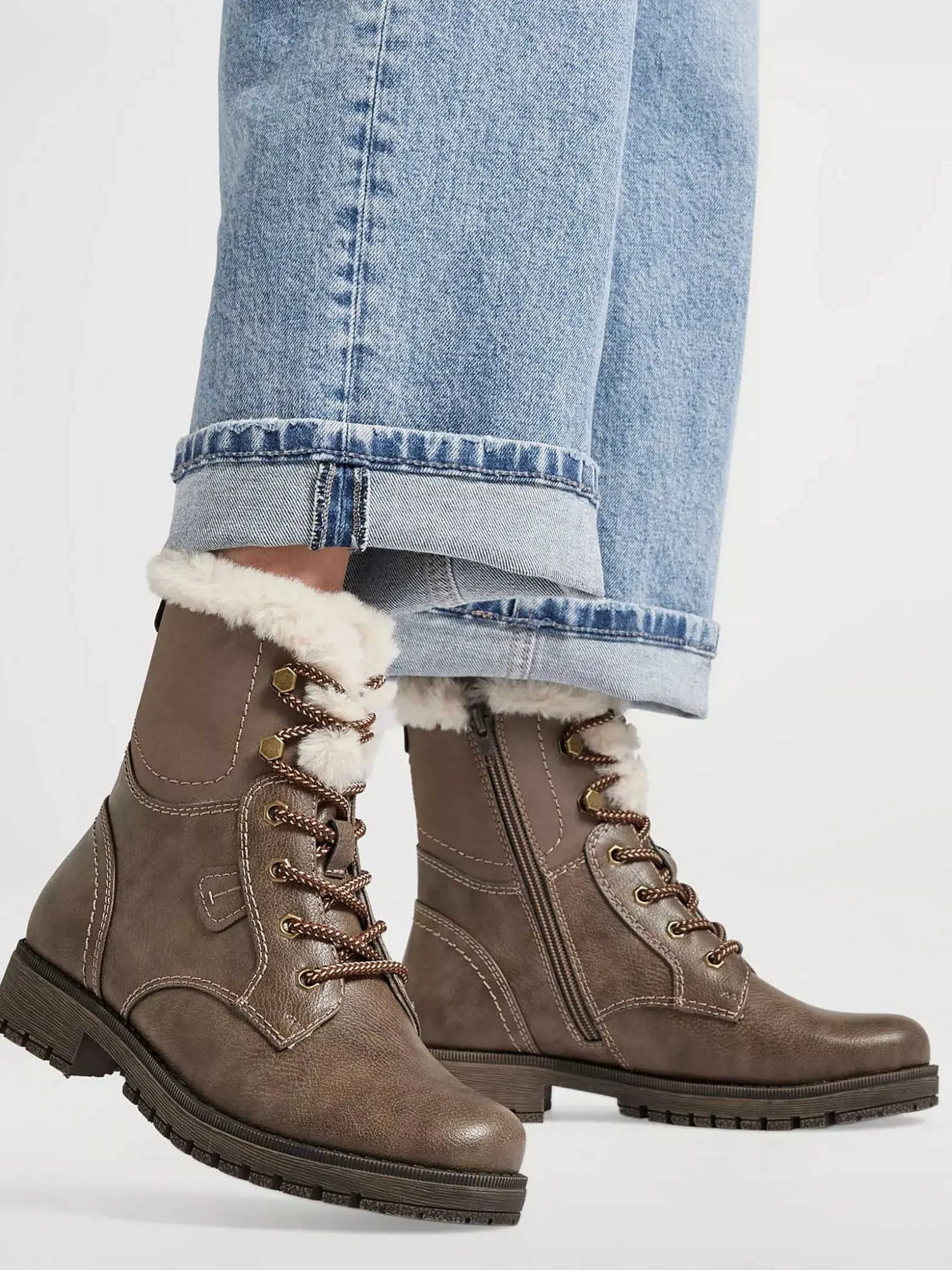 Easy Street Taupe Veterboot-Dames Enkellaarzen & Boots