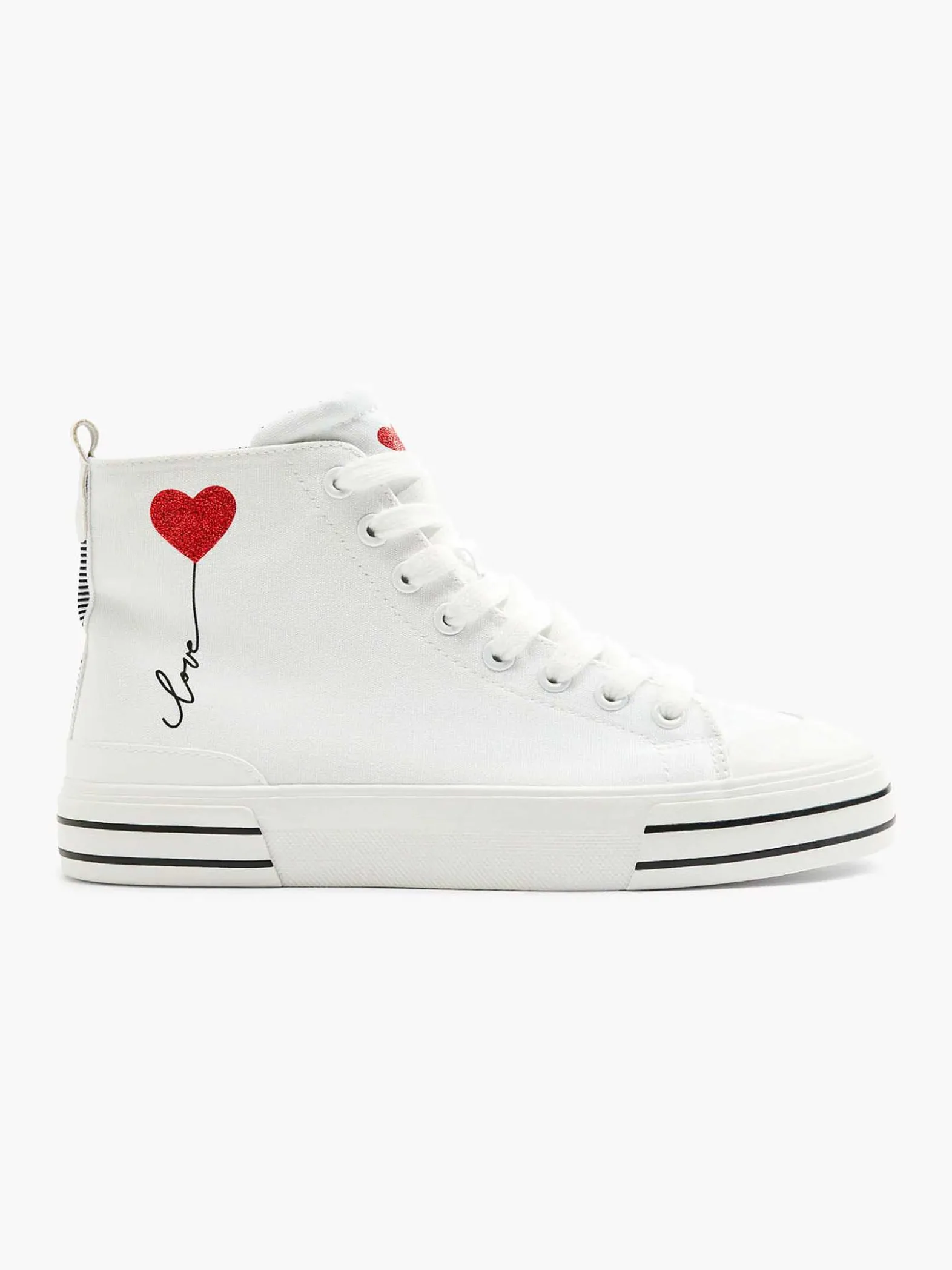 Graceland Witte Hoge Canvas Sneaker Hartje-Dames Sneakers