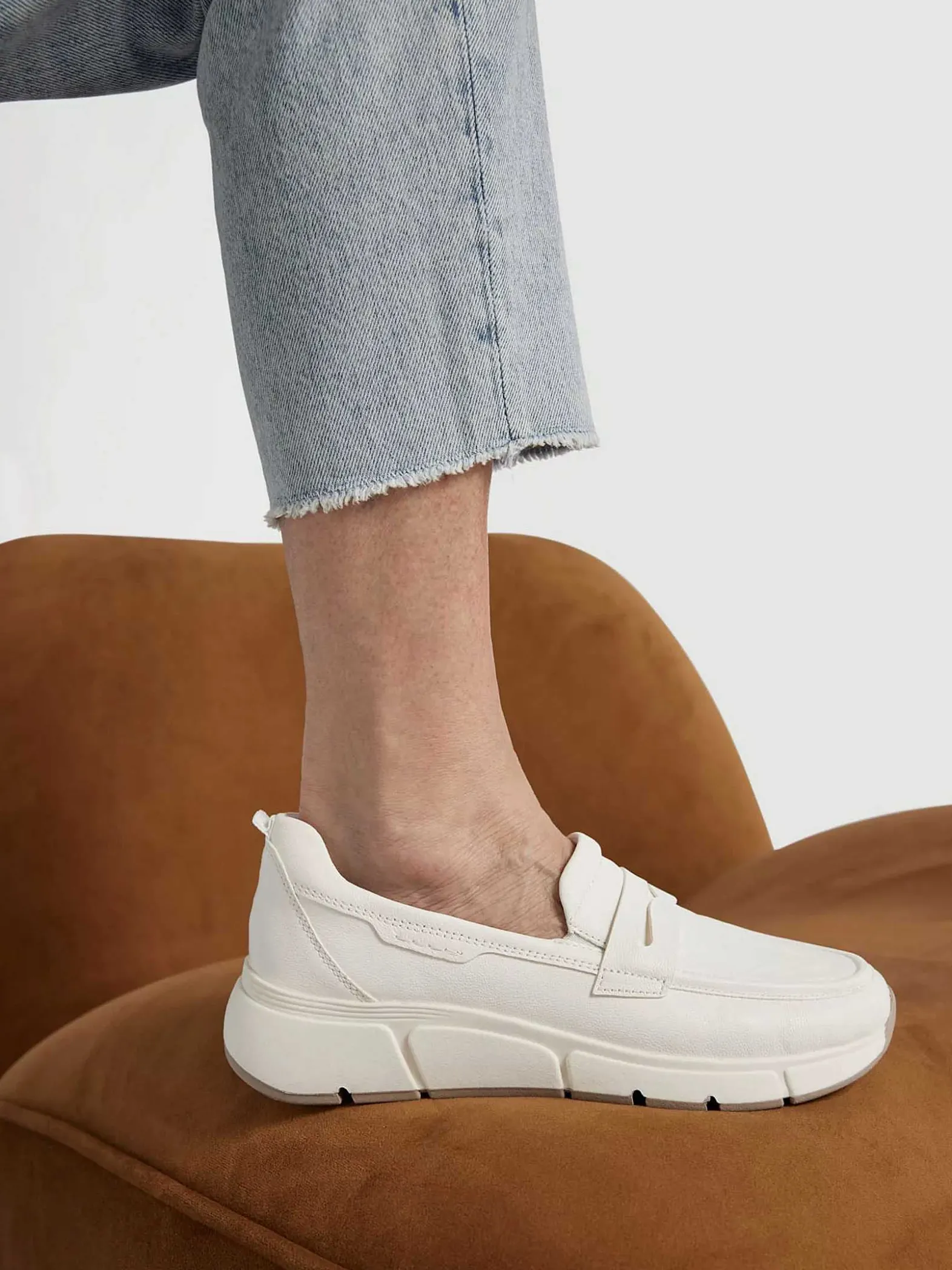 Medicus Witte Leren Comfort Instapper-Dames Comfort Schoenen