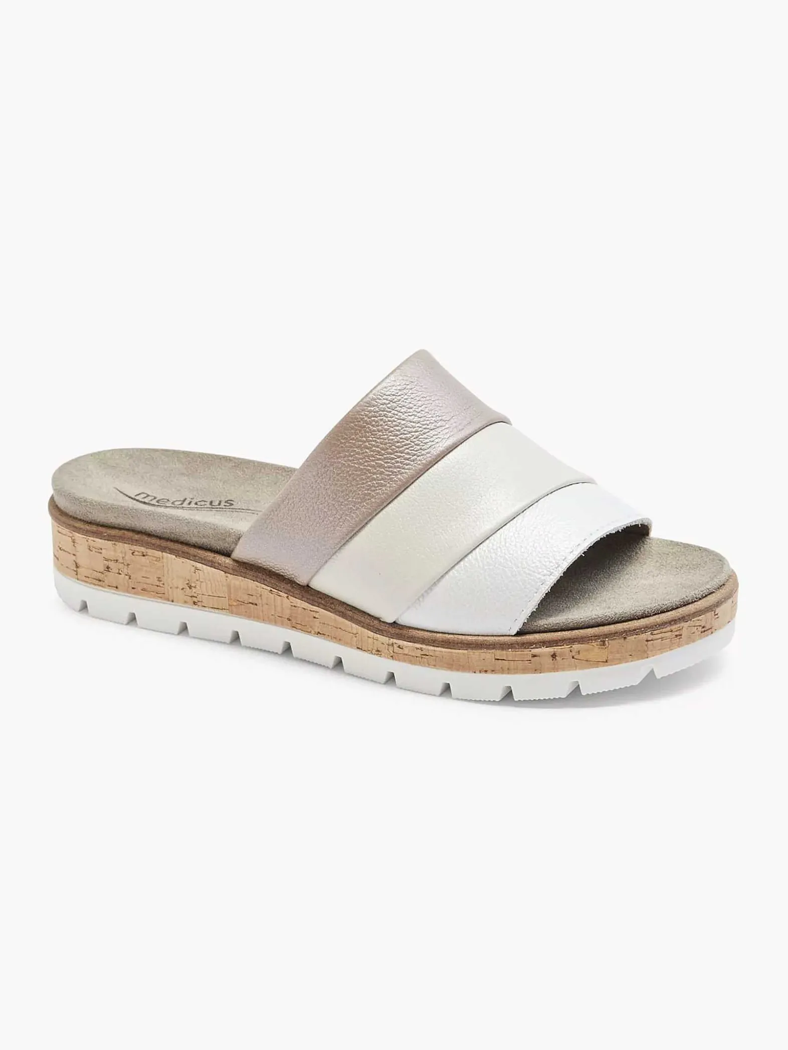 Medicus Witte Leren Comfort Slipper-Dames Slippers