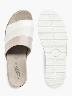 Medicus Witte Leren Comfort Slipper-Dames Slippers