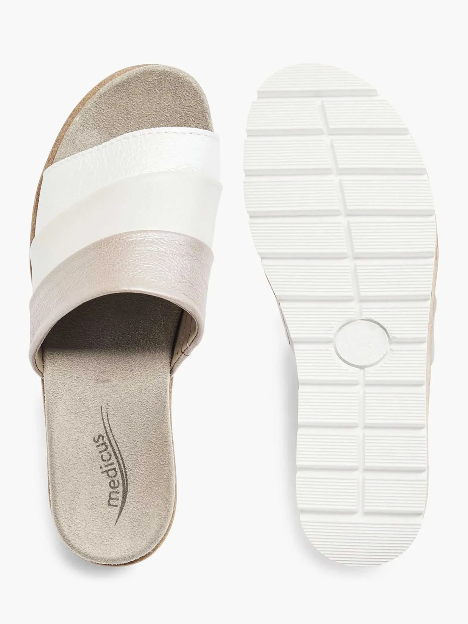 Medicus Witte Leren Comfort Slipper-Dames Slippers