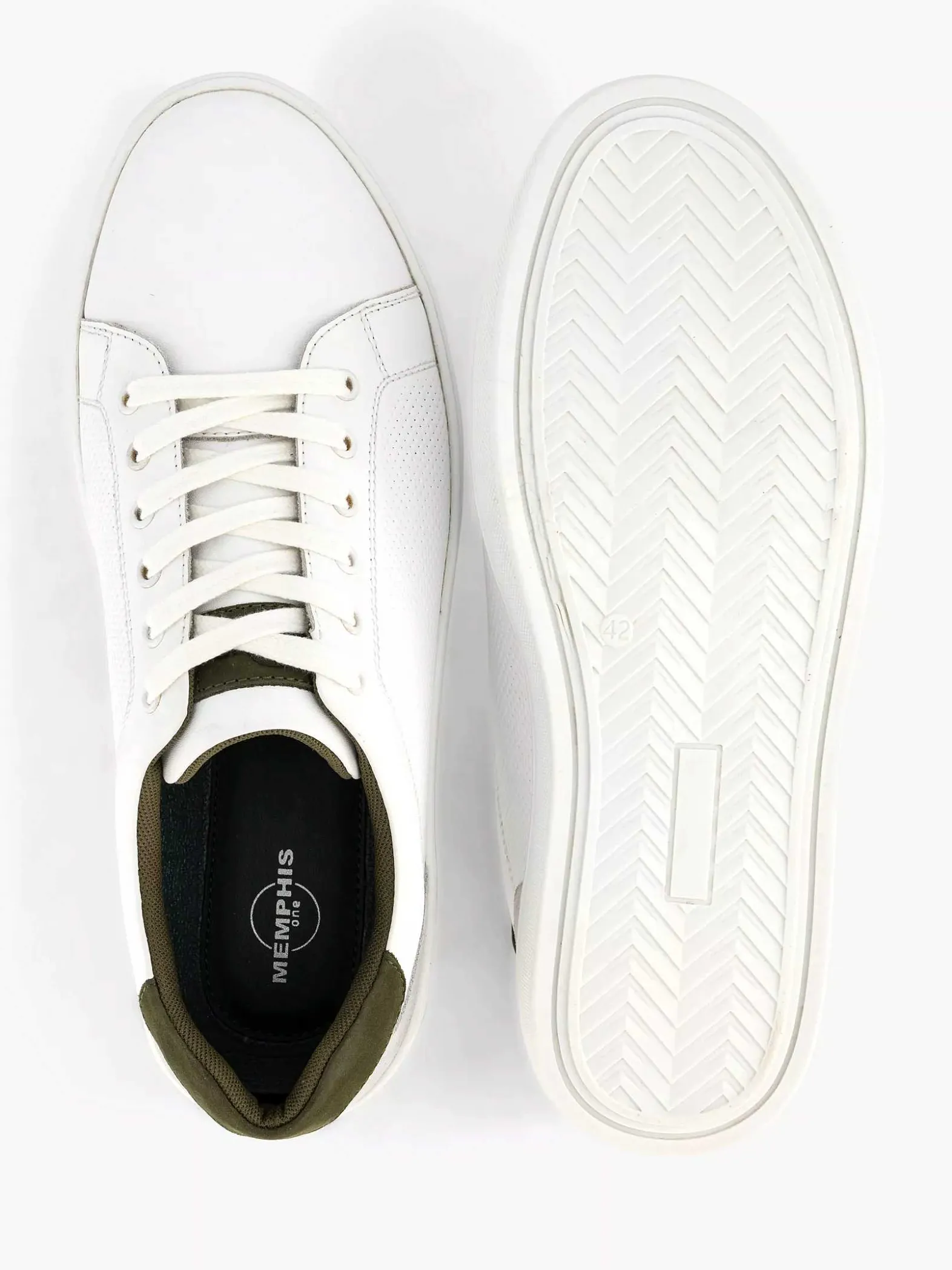 Memphis One Witte Leren Sneaker-Heren Sneakers