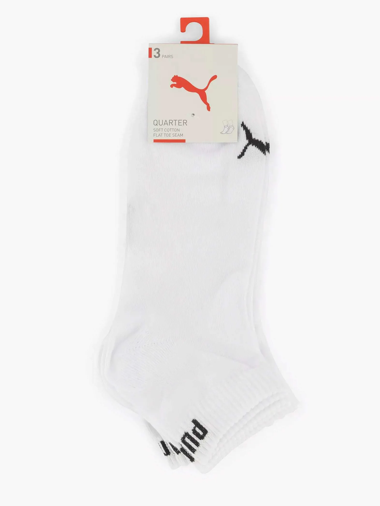 Puma Witte Quarter Plain 3 Pak 43-46-Heren Sokken