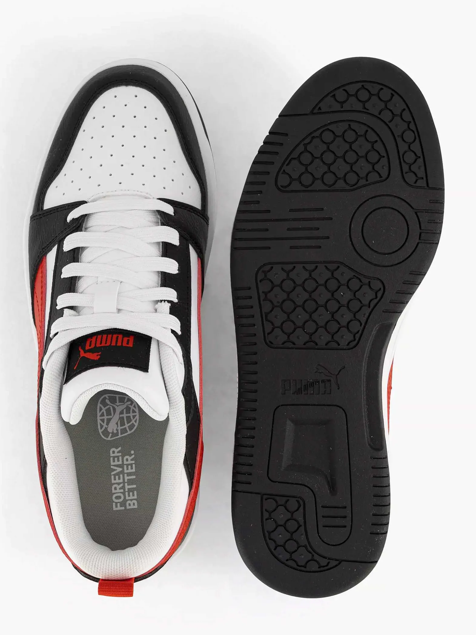 Puma Witte Rebound V6 Lo Jr-Kinderen Jongensschoenen