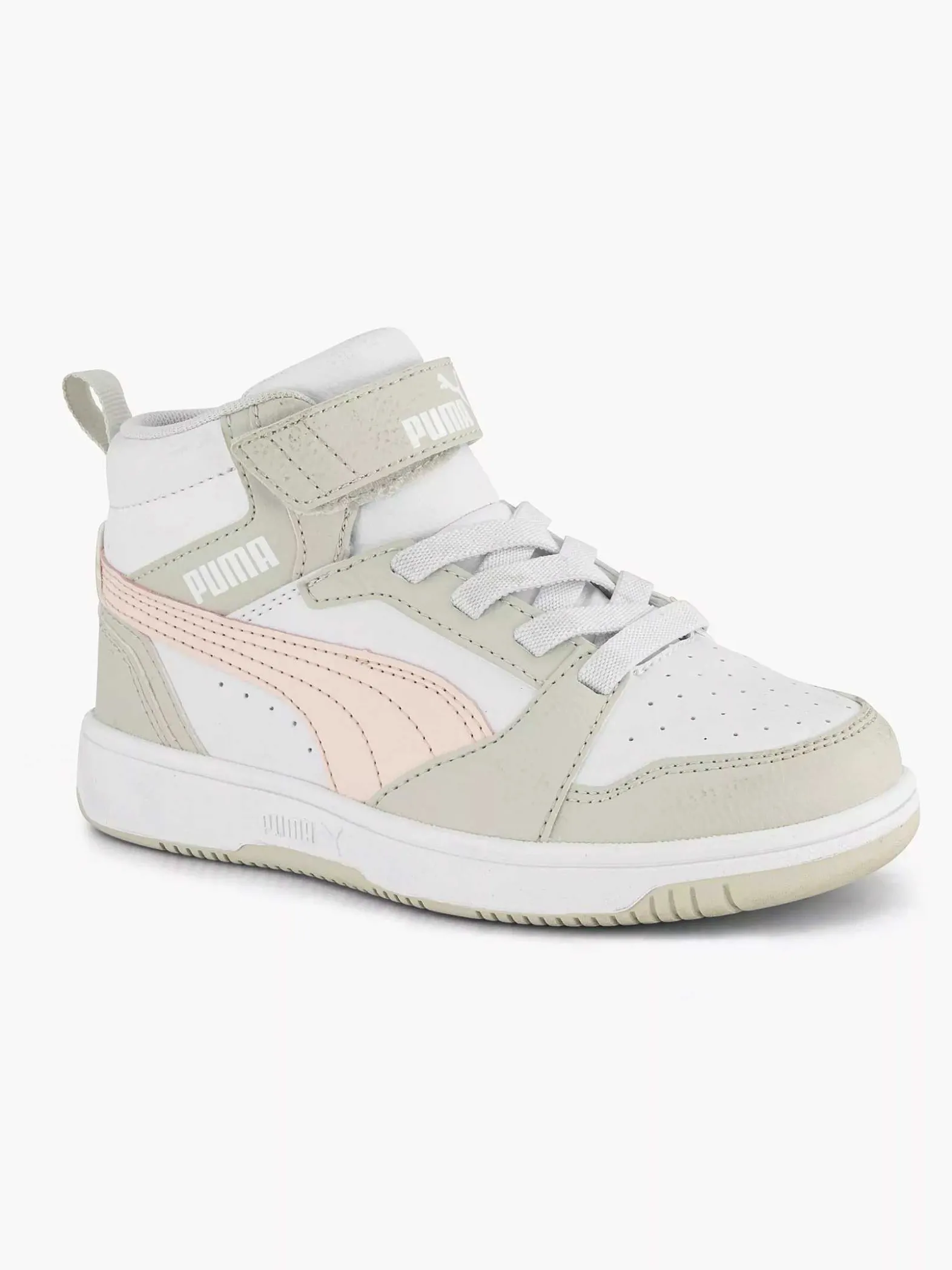 Puma Witte Rebound V6 Mid Ac+ Ps-Kinderen Jongensschoenen
