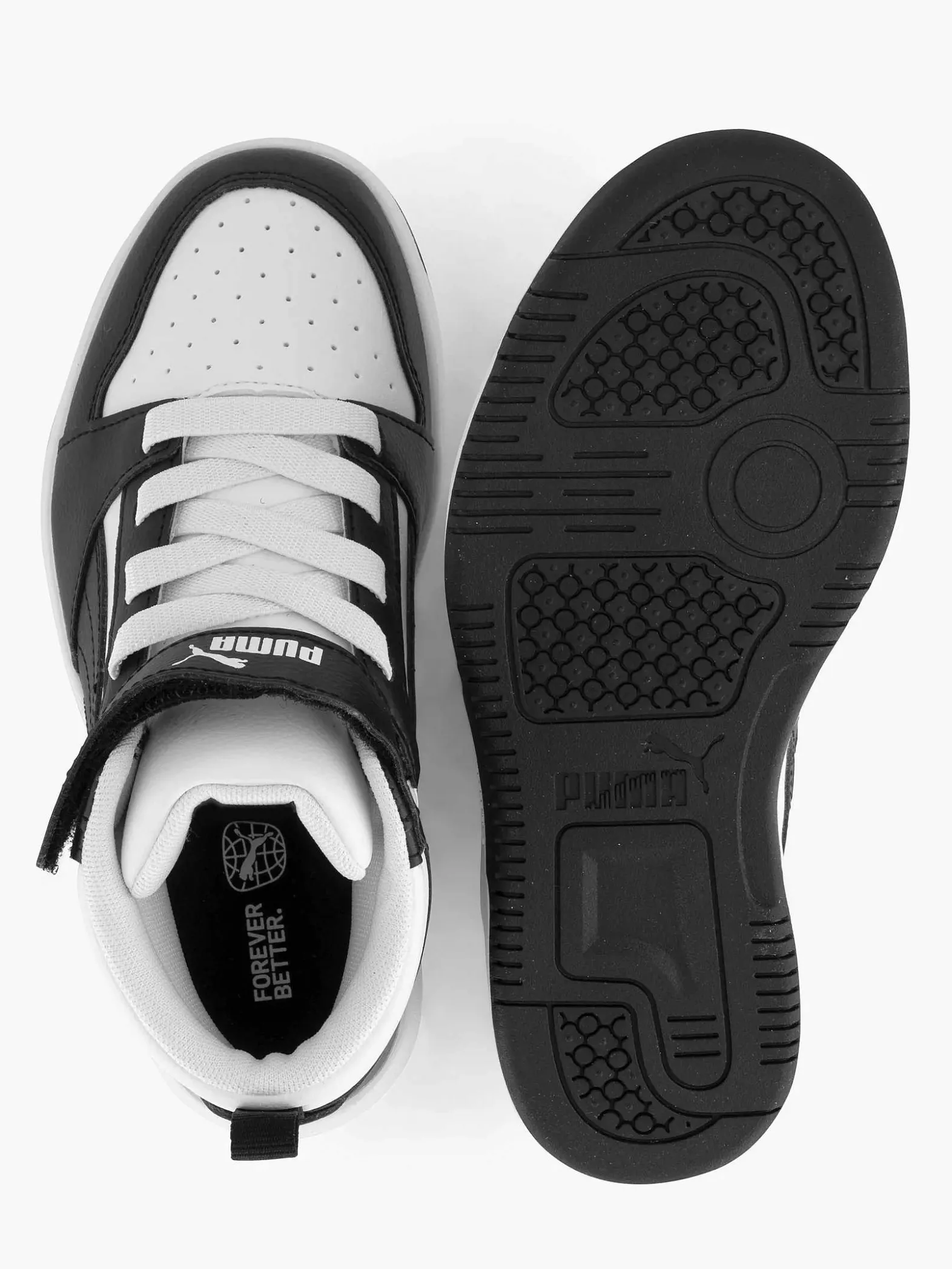 Puma Witte Rebound V6 Mid Ac+ Ps-Kinderen Jongensschoenen