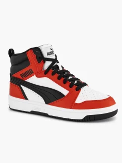 Puma Witte Rebound V6 Mid Jr-Kinderen Jongensschoenen
