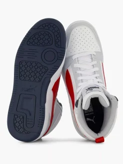 Puma Witte Rebound V6 Mid Jr-Kinderen Jongensschoenen