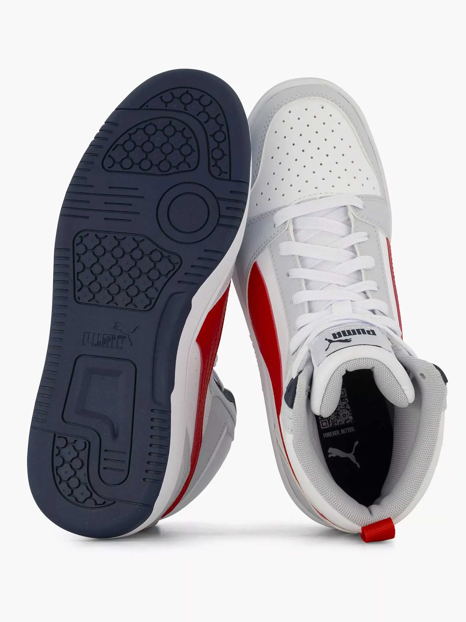 Puma Witte Rebound V6 Mid Jr-Kinderen Jongensschoenen