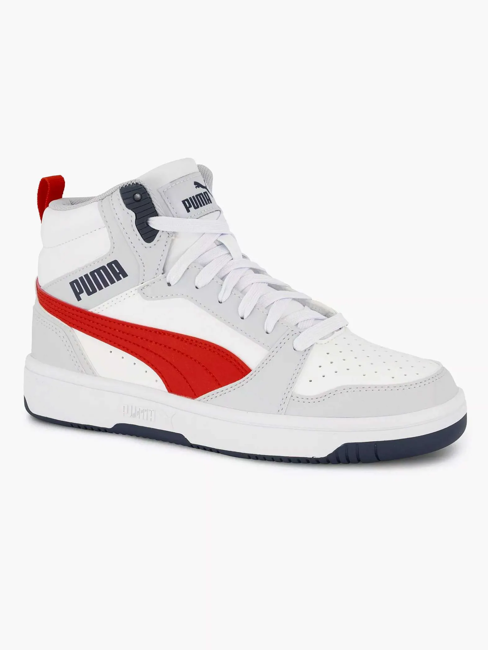 Puma Witte Rebound V6 Mid Jr-Kinderen Jongensschoenen