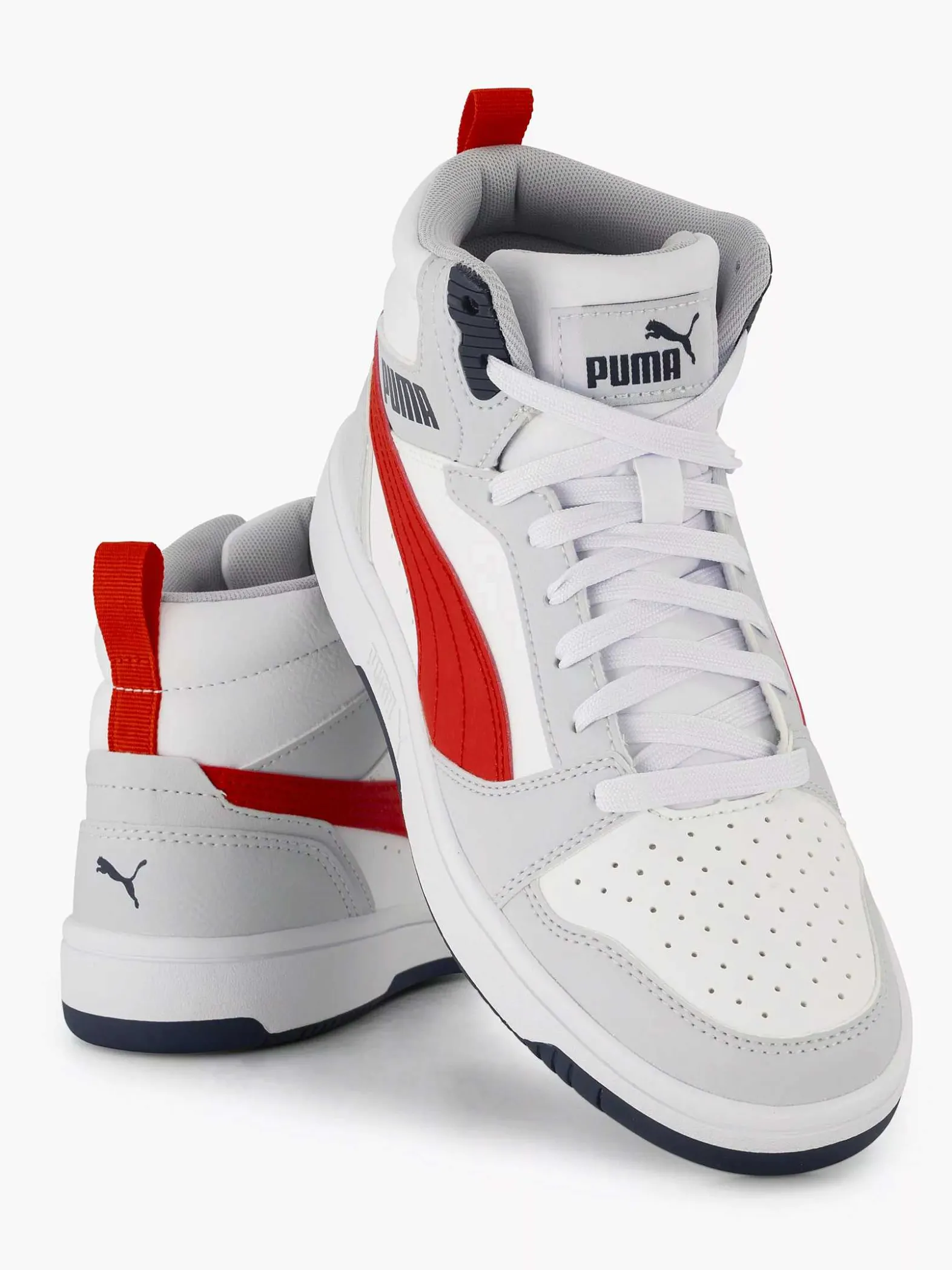 Puma Witte Rebound V6 Mid Jr-Kinderen Jongensschoenen