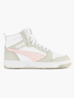 Puma Witte Rebound V6 Mid Jr-Dames Sneakers