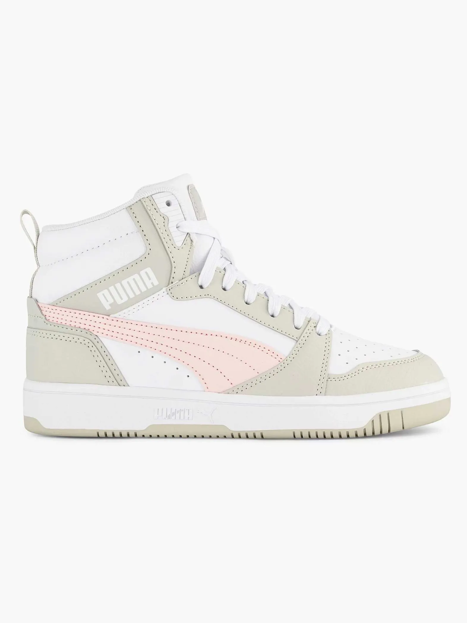 Puma Witte Rebound V6 Mid Jr-Dames Sneakers