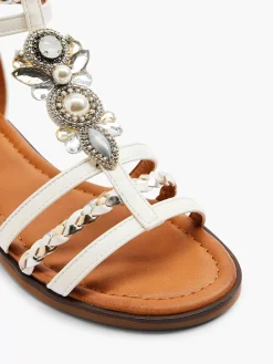 Graceland Witte Sandaal Steentjes-Dames Sandalen