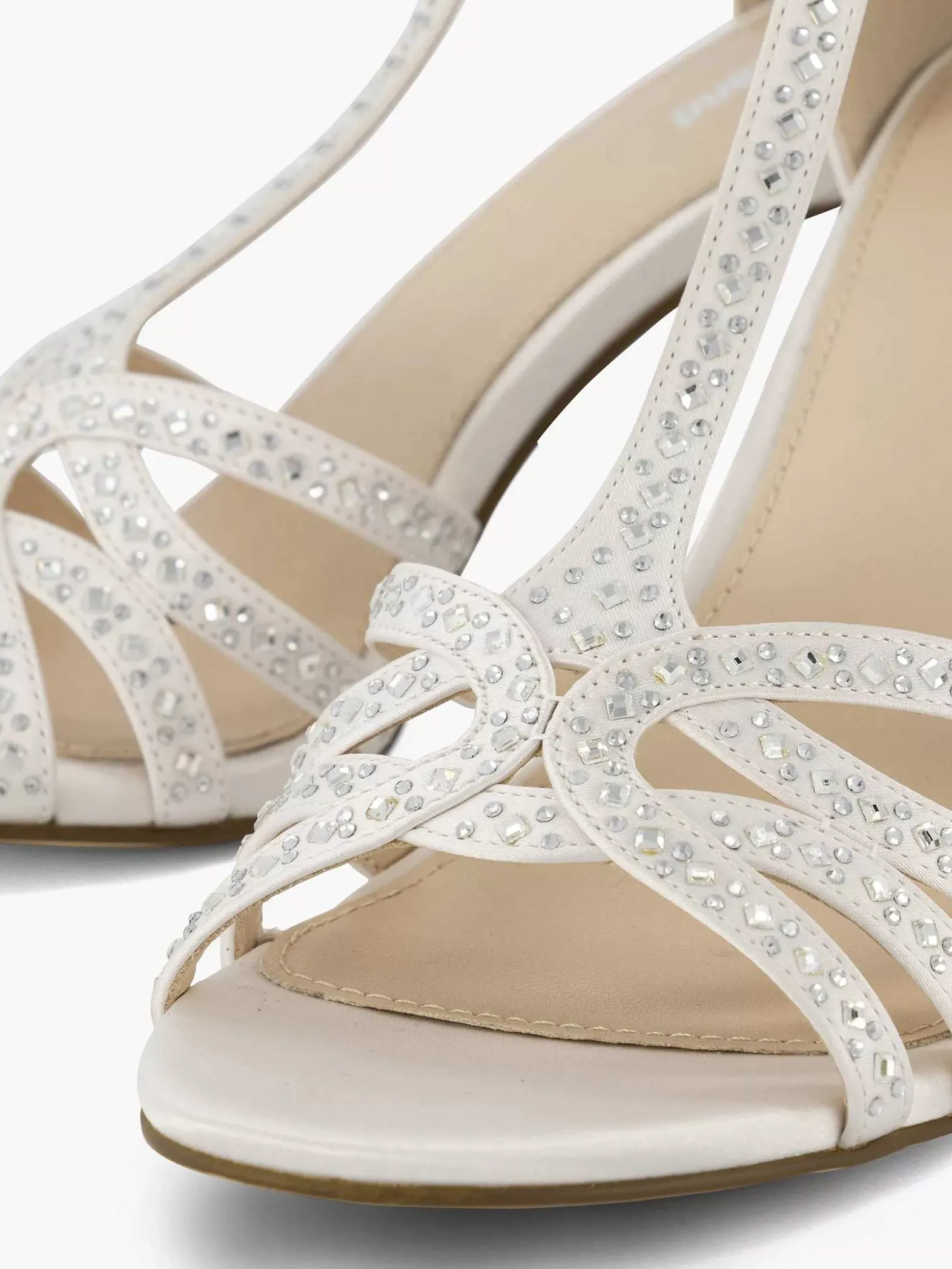 Graceland Witte Sandalette Steentjes-Dames Hoge Hakken