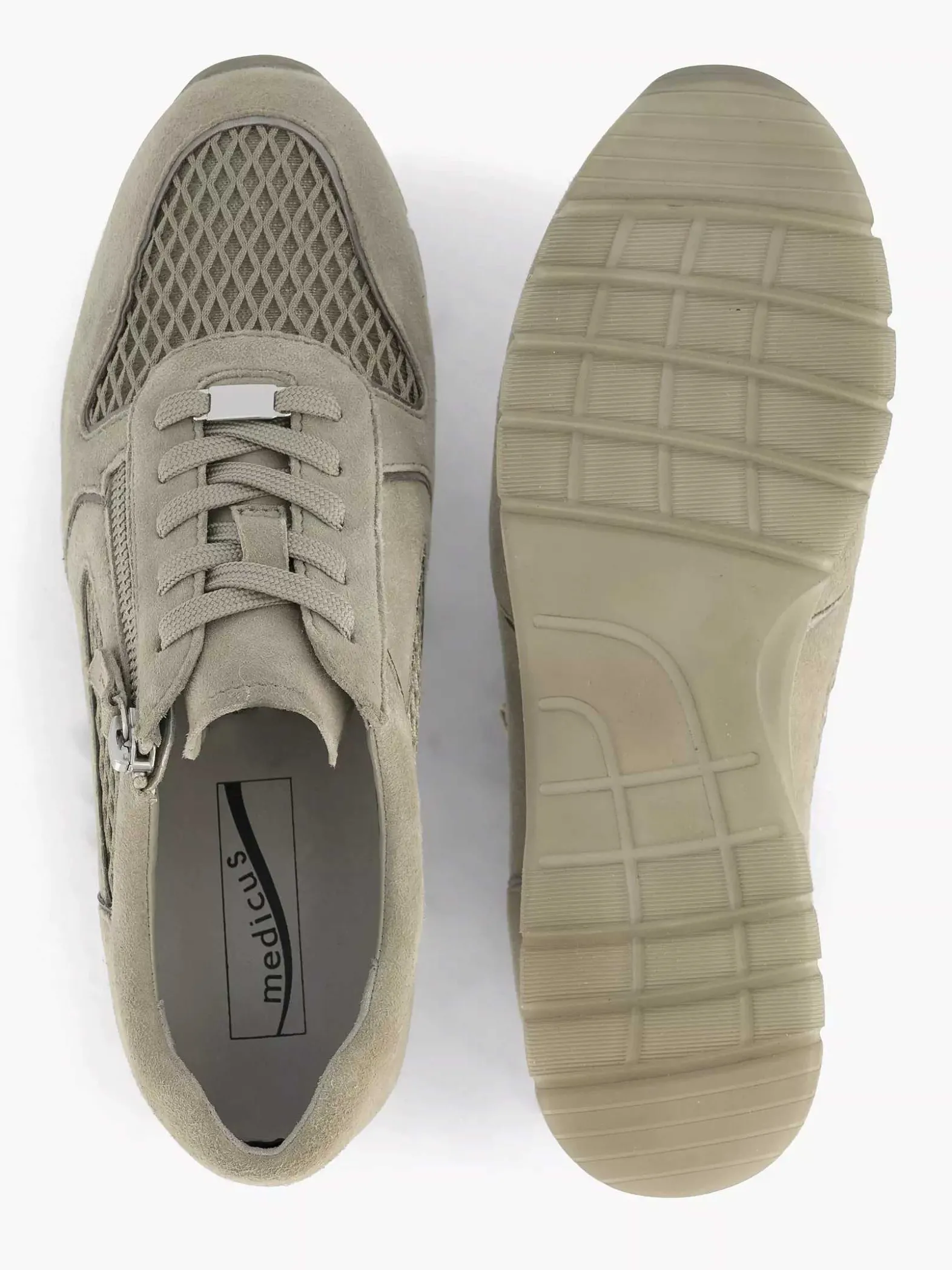 Medicus Zandkleurige Leren Comfort Sneaker-Dames Comfort Schoenen