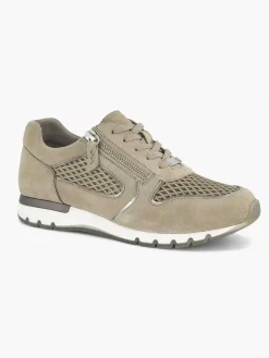 Medicus Zandkleurige Leren Comfort Sneaker-Dames Comfort Schoenen