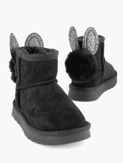 Graceland Zwarte Boot Konijn Gevoerd-Kinderen Babyschoenen