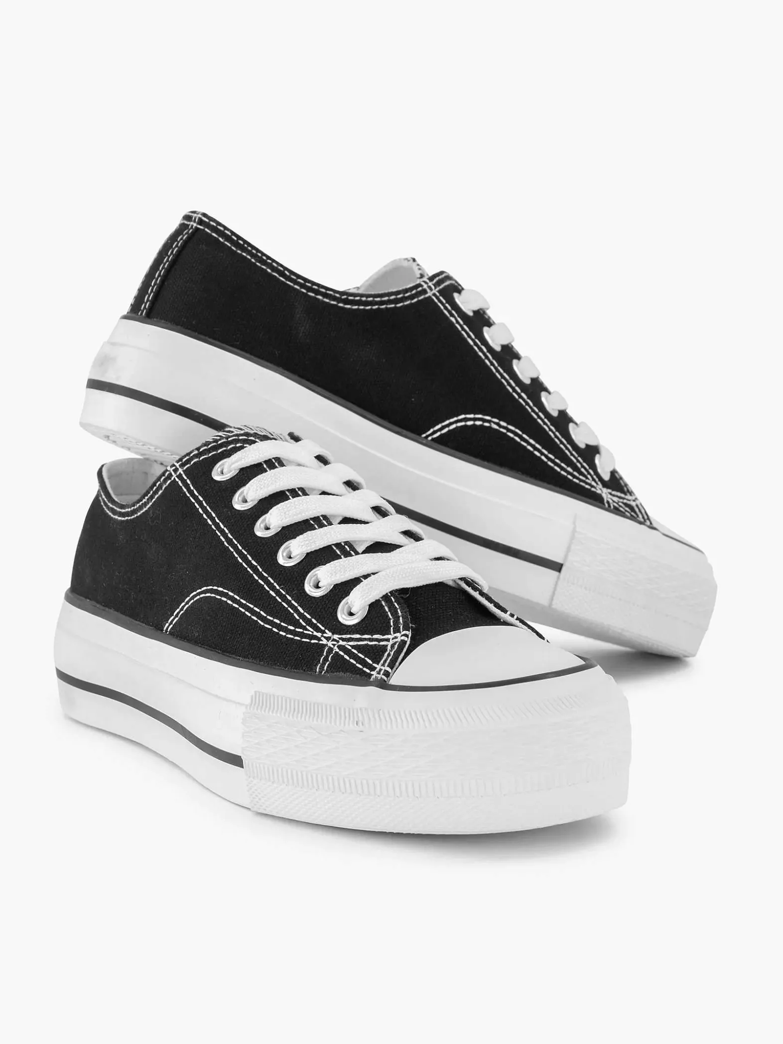 Graceland Zwarte Canvas Sneaker-Dames Sneakers
