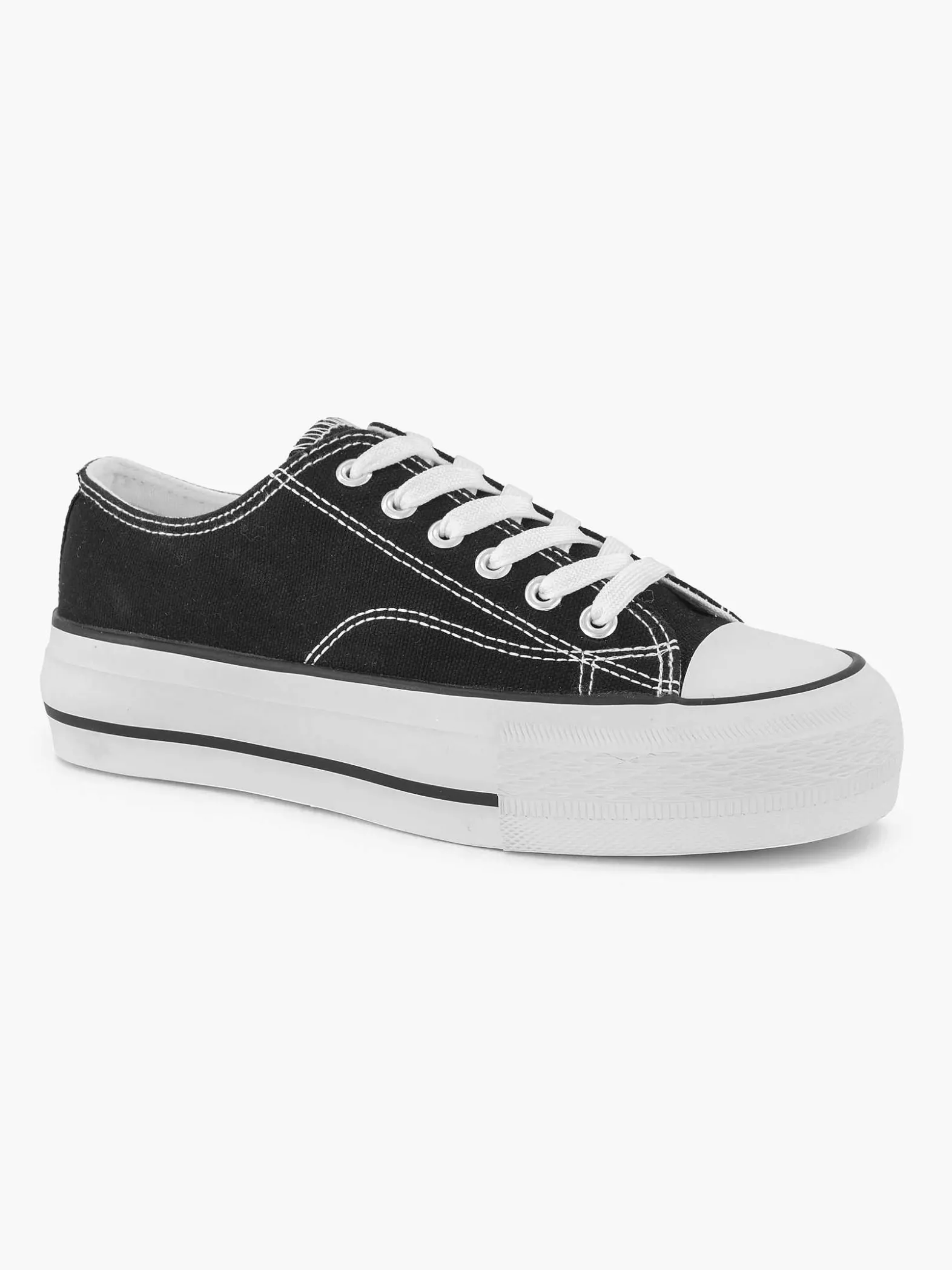 Graceland Zwarte Canvas Sneaker-Dames Sneakers