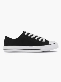 Graceland Zwarte Canvas Sneaker-Dames Sneakers