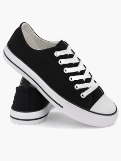 Graceland Zwarte Canvas Sneaker-Dames Sneakers