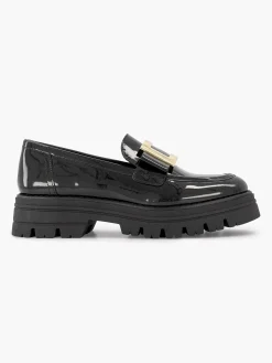 Oxmox Zwarte Chunky Loafer Lak-Dames Instappers