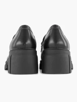 Oxmox Zwarte Chunky Loafer Sietketting-Dames Instappers