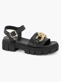 Oxmox Zwarte Chunky Sandaal Sierketting-Dames Sandalen