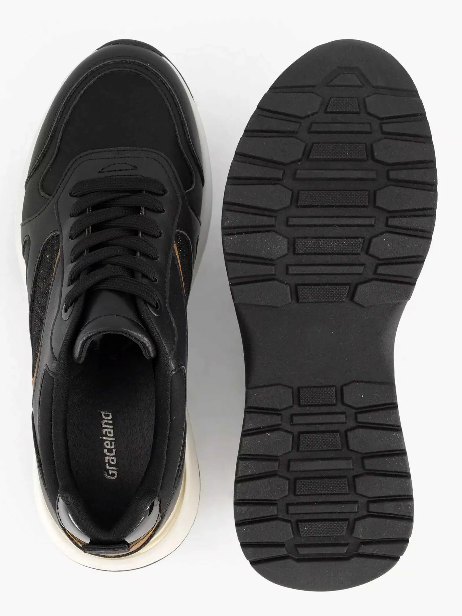 Graceland Zwarte Chunky Sneaker-Dames Sneakers