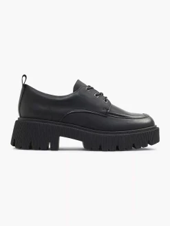 Oxmox Zwarte Chunky Veterschoen-Dames Instappers